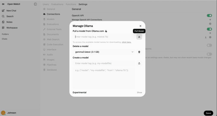 Open WebUI 管理者面板頁面