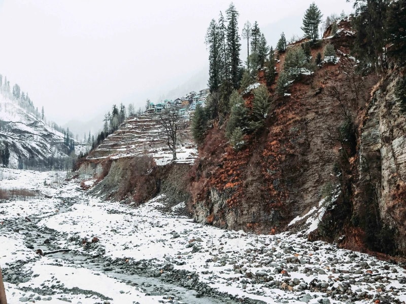 Manali snow mountains and pine forest proposal