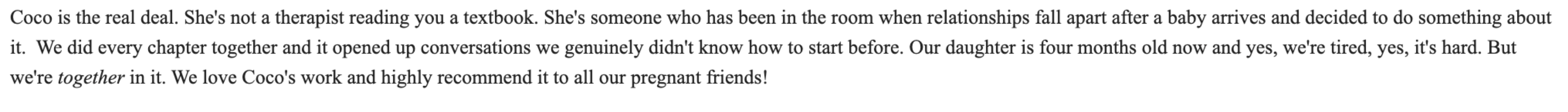 Client testimonial