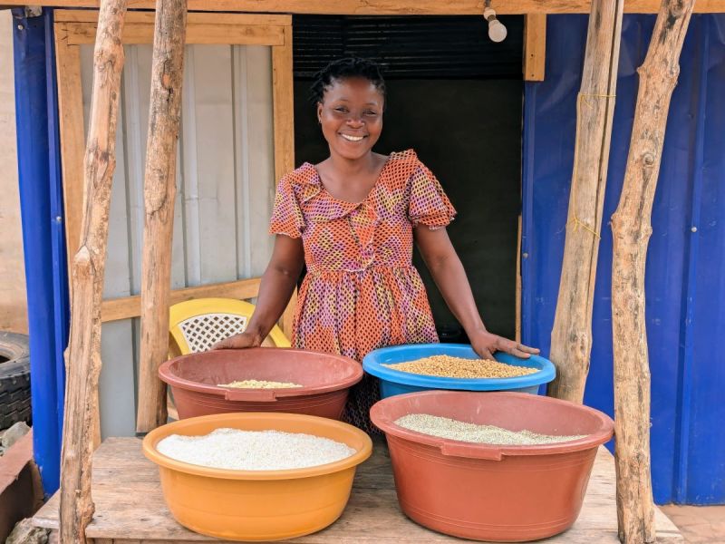 Odette at her cereal products stall