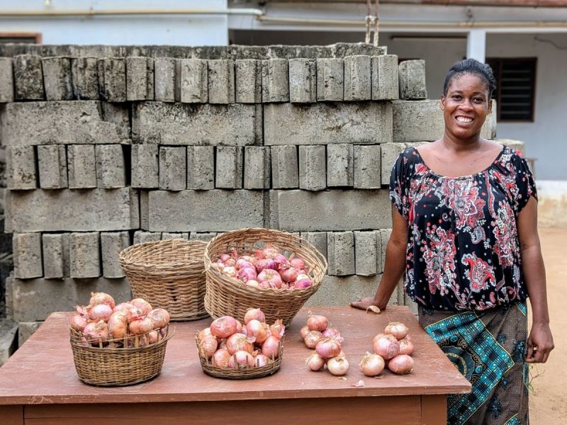 Egnonam increased her earnings by buying and selling onions in higher volumes.