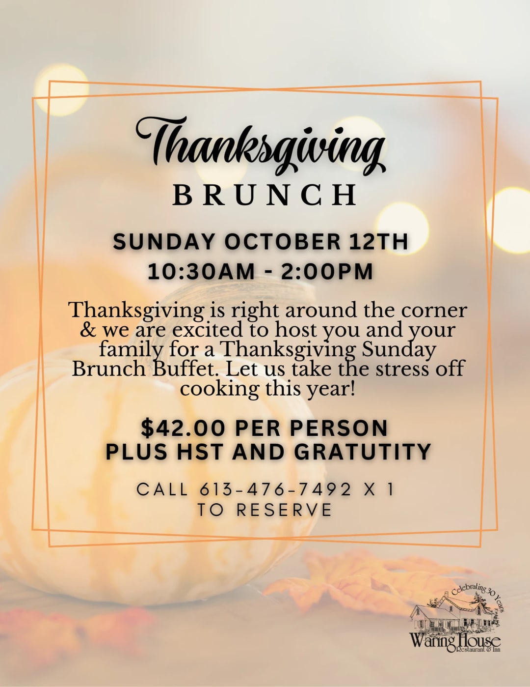 Thanksgiving Brunch at The Waring House