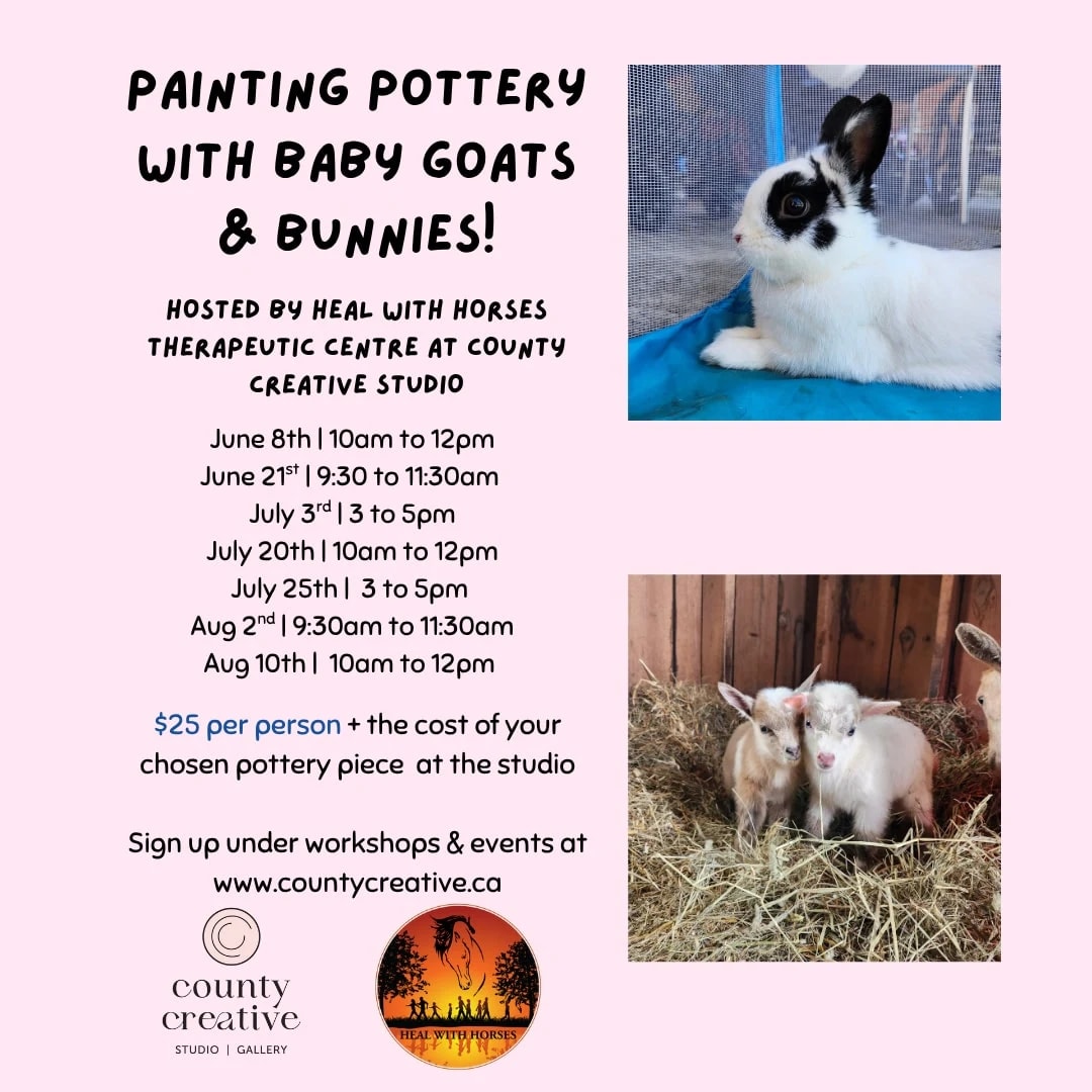 Painting Pottery with Baby Goats & Bunnies!