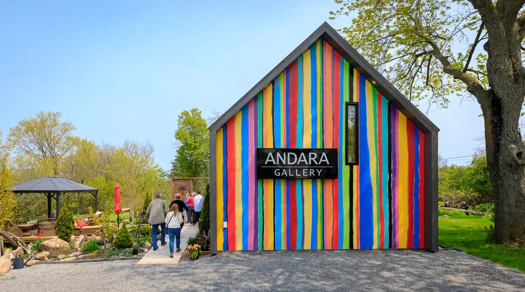 Award-winning ANDARA Gallery at 54 Wilson Road, Bloomfield, Prince Edward County. Open daily 11 AM to 5 PM showcasing fine art paintings and photography. This beautiful gallery is know for its stunning works of art and friendly artists ... and is rated a top arts destination in the County.