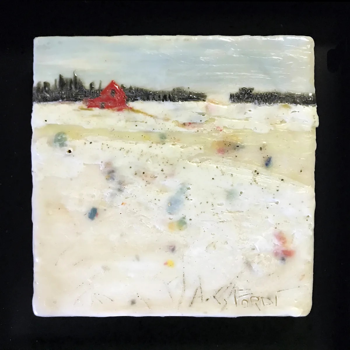 Belong to Another Time (Encaustic painting, beeswax, demar resin, oil pigments, mixed media) © Andrew Csafordi, ANDARA Gallery