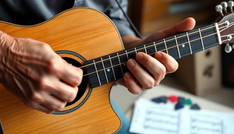 Guitariste en pleine session de cours