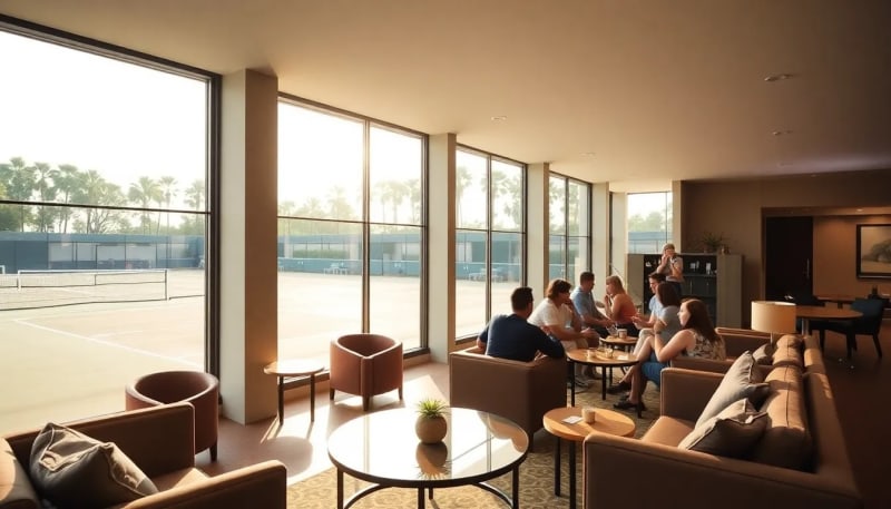 Vue aérienne des courts de tennis