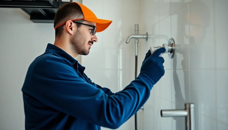 Plombier professionnel au travail