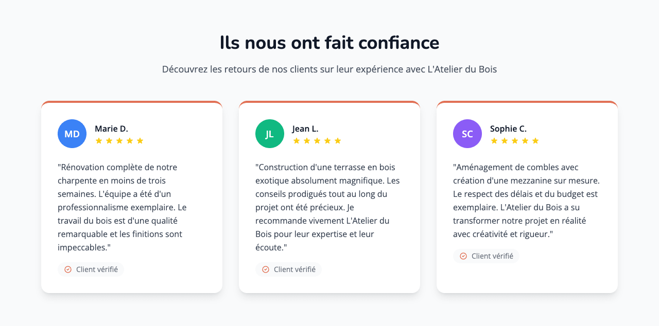 Aperçu Témoignages clients