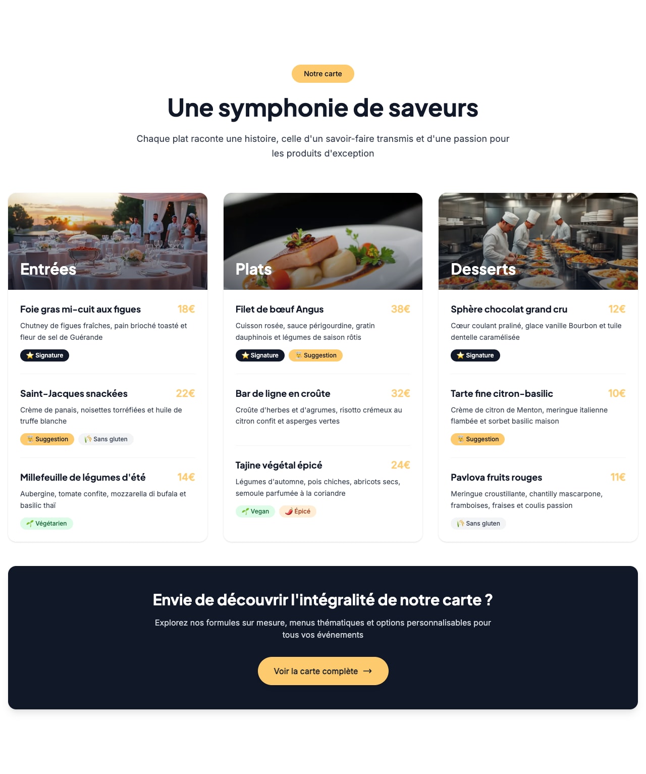 Aperçu Carte du restaurant