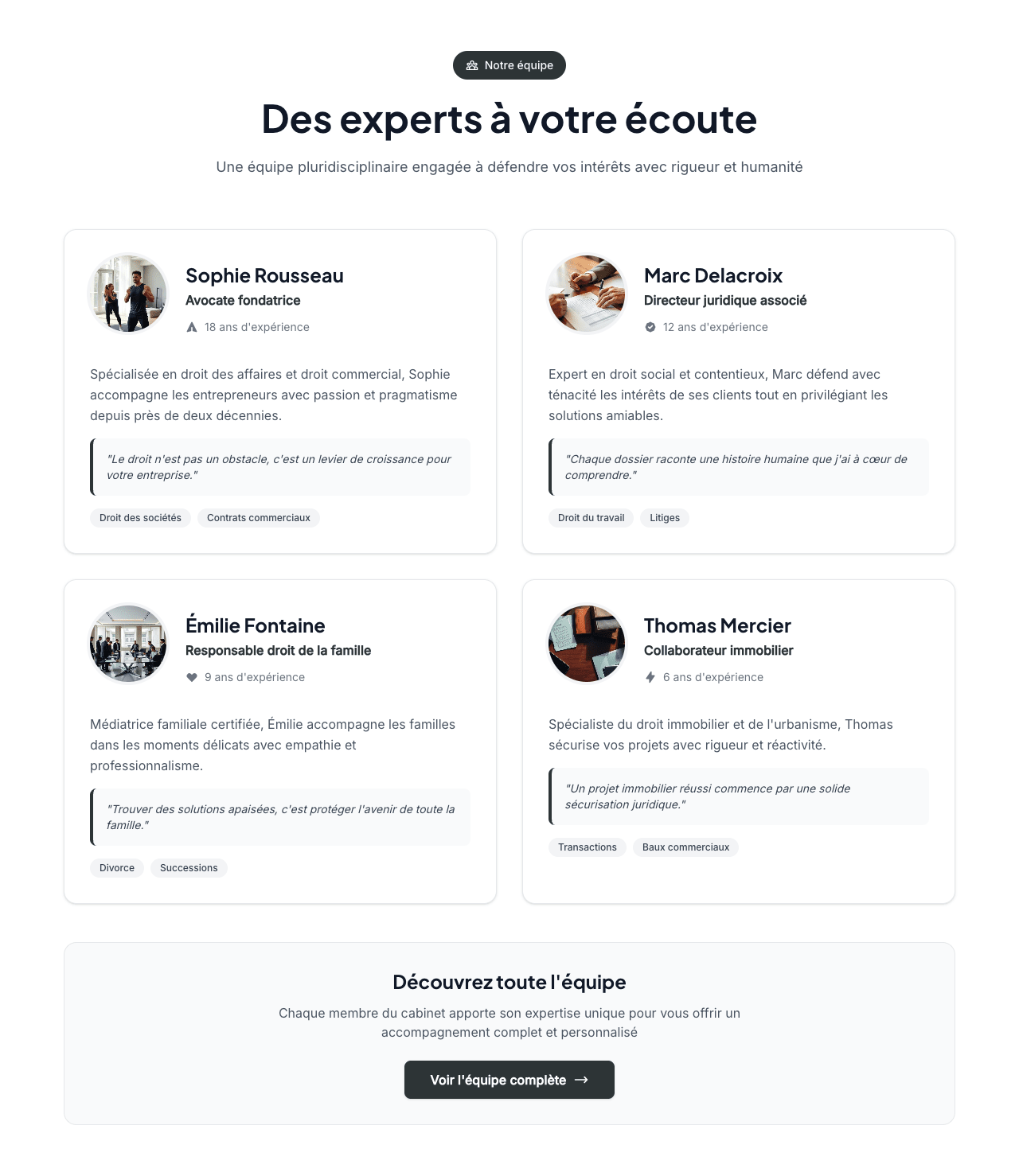 Aperçu Notre équipe