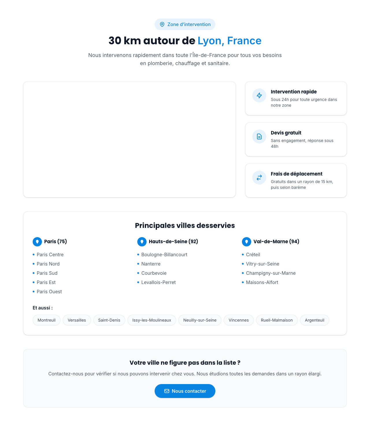 Aperçu Zone d'intervention