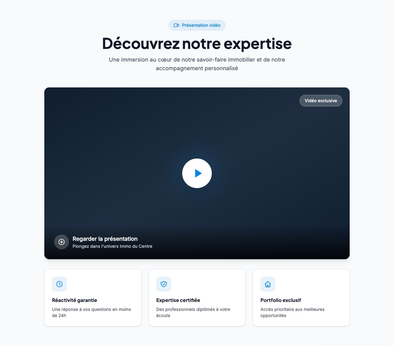 Aperçu Section vidéo