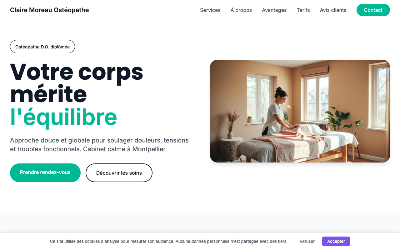 Site Claire Moreau Ostéopathe