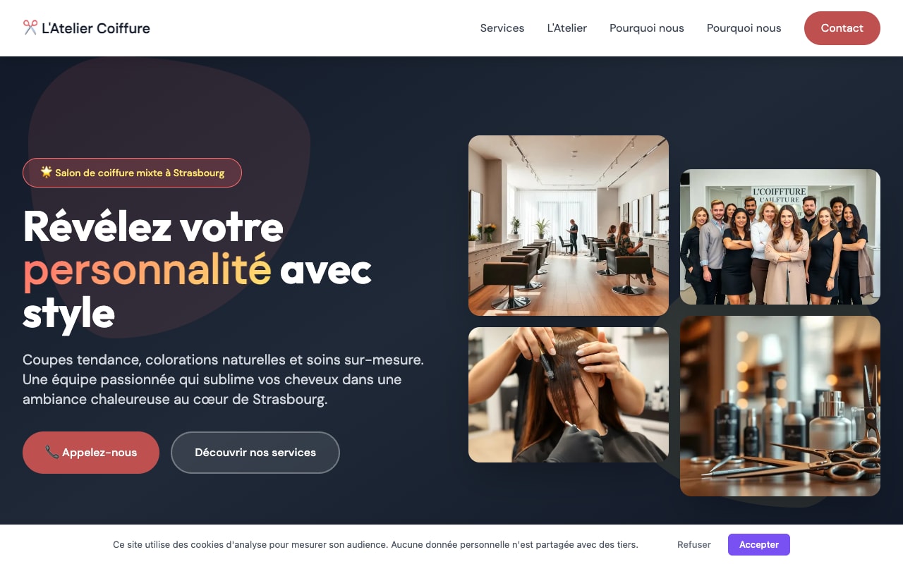 Site L'Atelier Coiffure