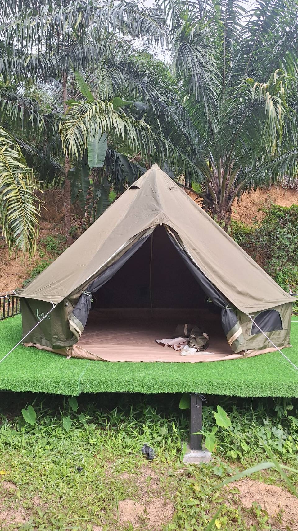 เต็นท์กระโจมสีเขียวไร้เสากลาง bell tent wiman - เสียงตอบรับจากลูกค้าผู้ใช้งานจริง ที่ไว้วางใจวิมานแอร์