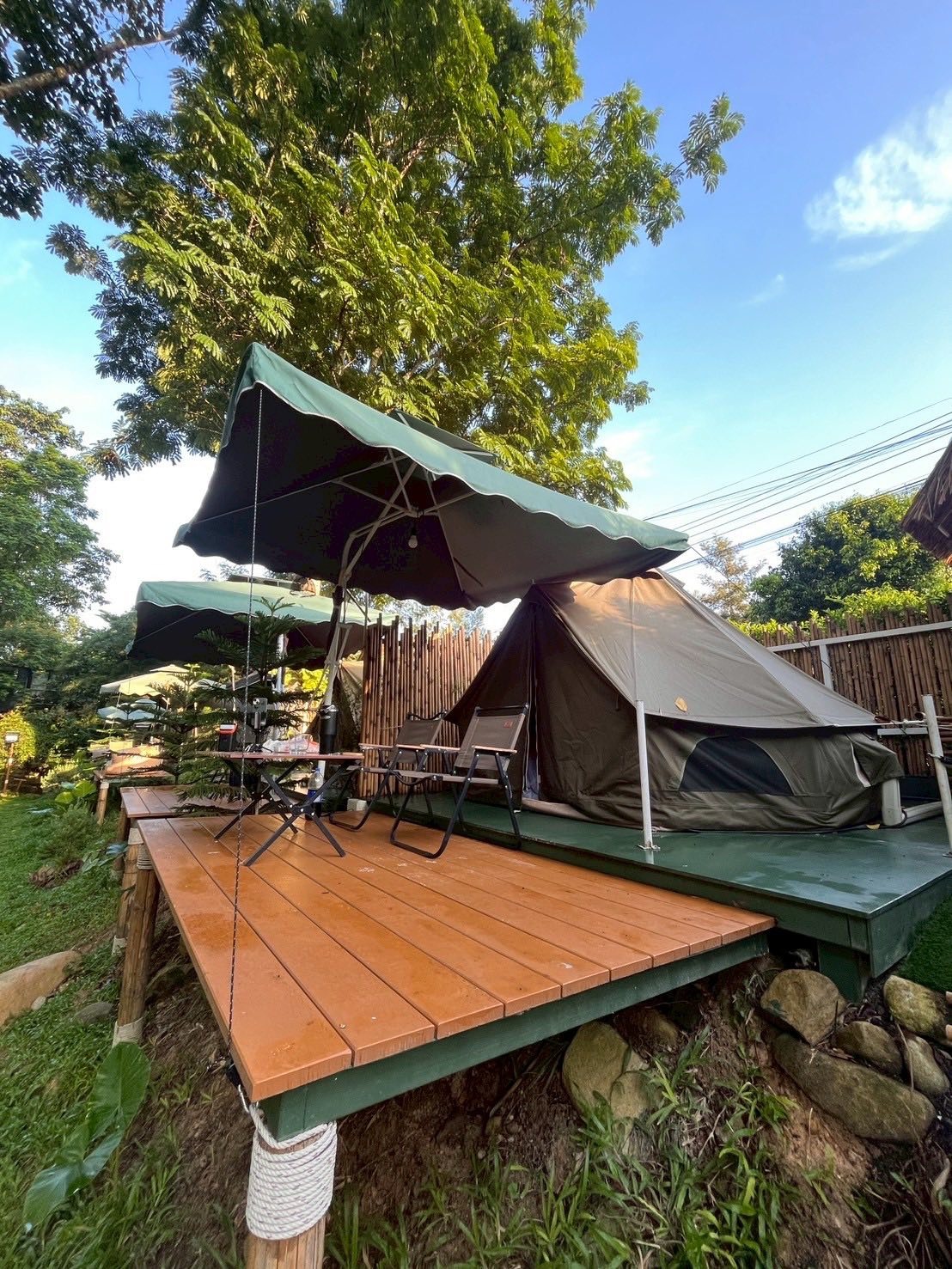 เต็นท์กระโจมสีเขียวไร้เสากลาง bell tent wiman - เสียงตอบรับจากลูกค้าผู้ใช้งานจริง ที่ไว้วางใจวิมานแอร์