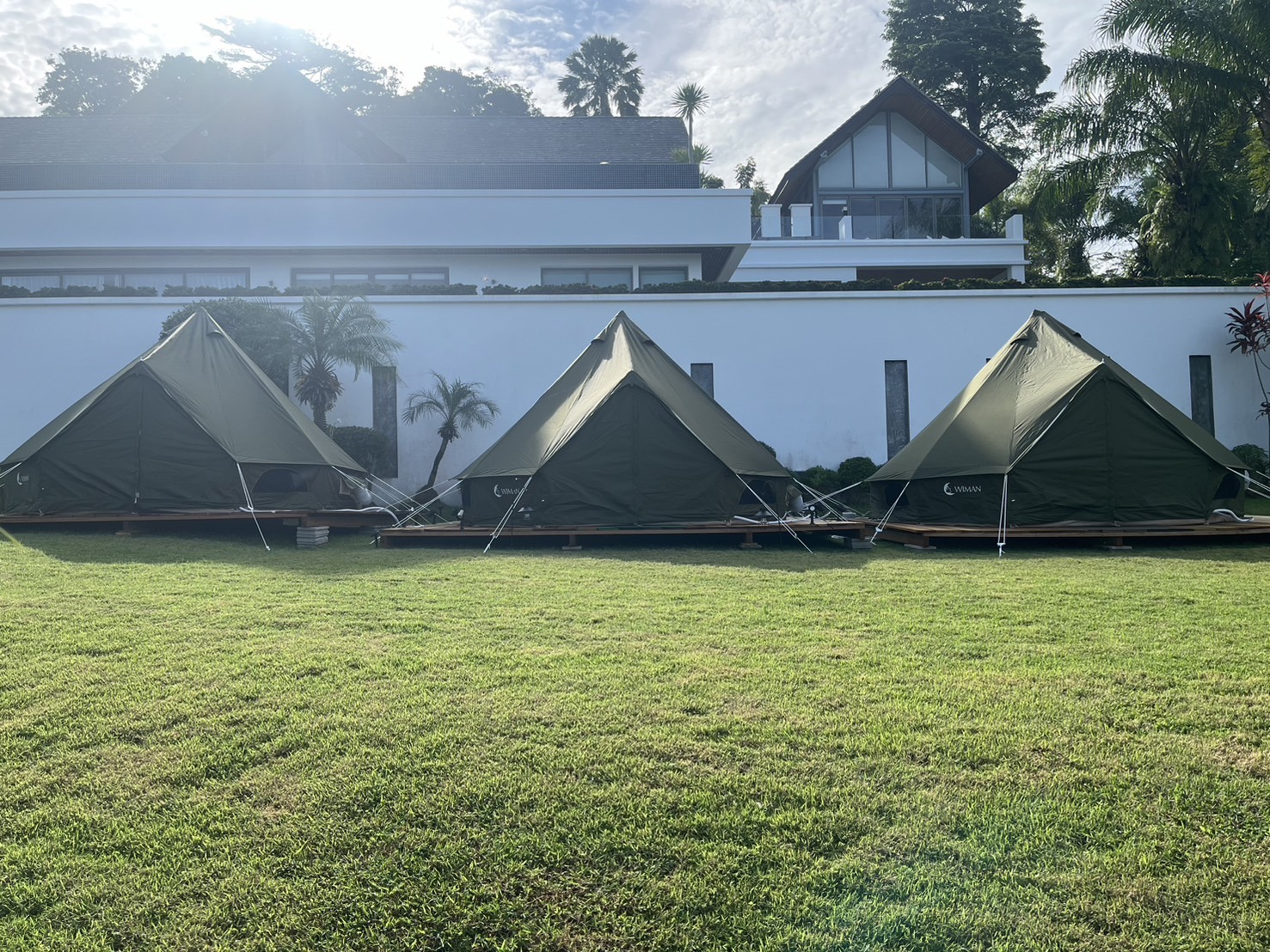 เต็นท์กระโจมสีเขียวไร้เสากลาง bell tent wiman - เสียงตอบรับจากลูกค้าผู้ใช้งานจริง ที่ไว้วางใจวิมานแอร์