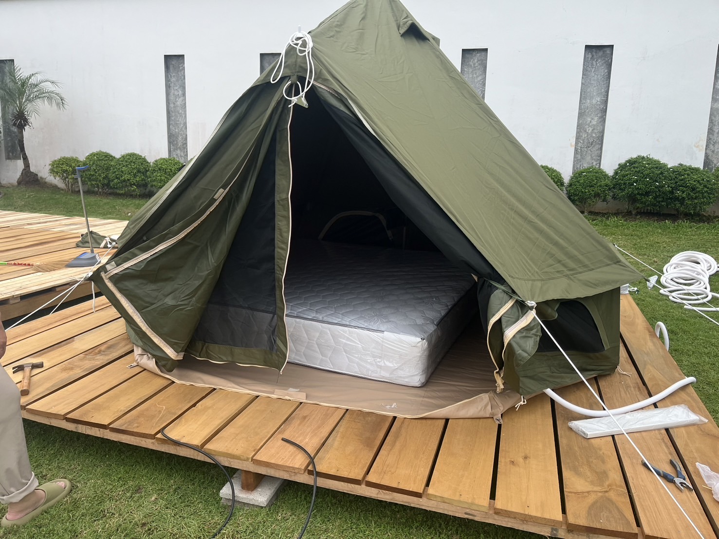 เต็นท์กระโจมสีเขียวไร้เสากลาง bell tent wiman - เสียงตอบรับจากลูกค้าผู้ใช้งานจริง ที่ไว้วางใจวิมานแอร์
