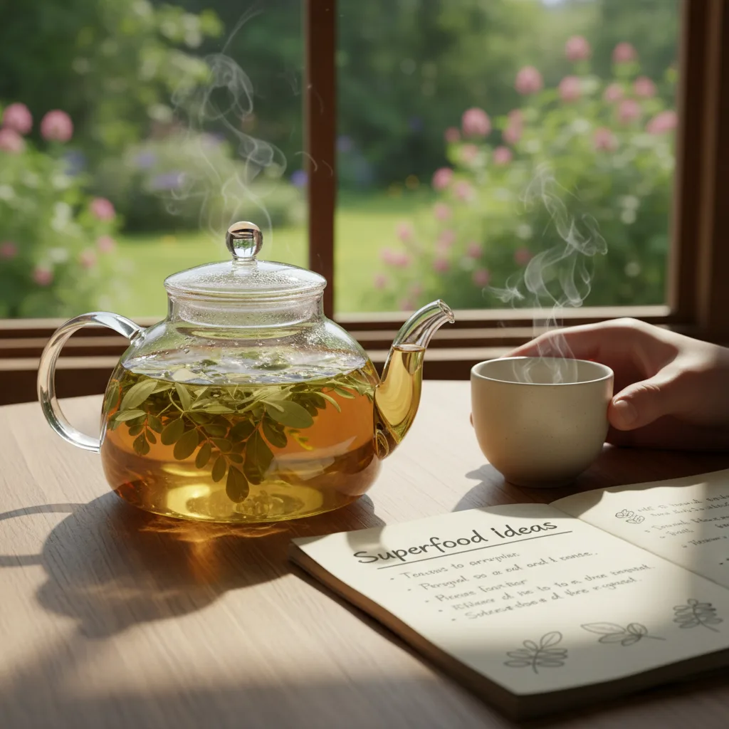 Moringa powder sprinkled into smoothies