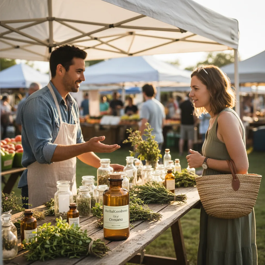 oregano oil bottles in a health food store
