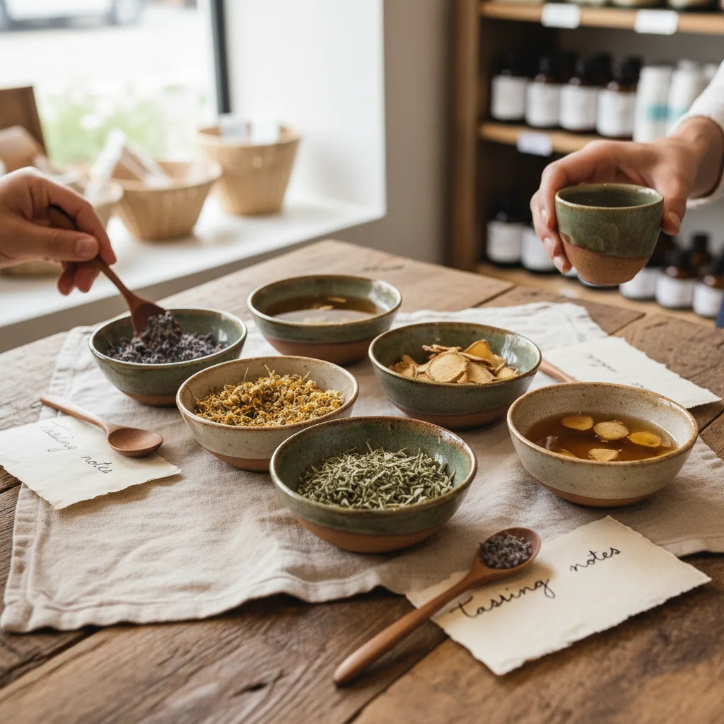 home herbal tea tasting