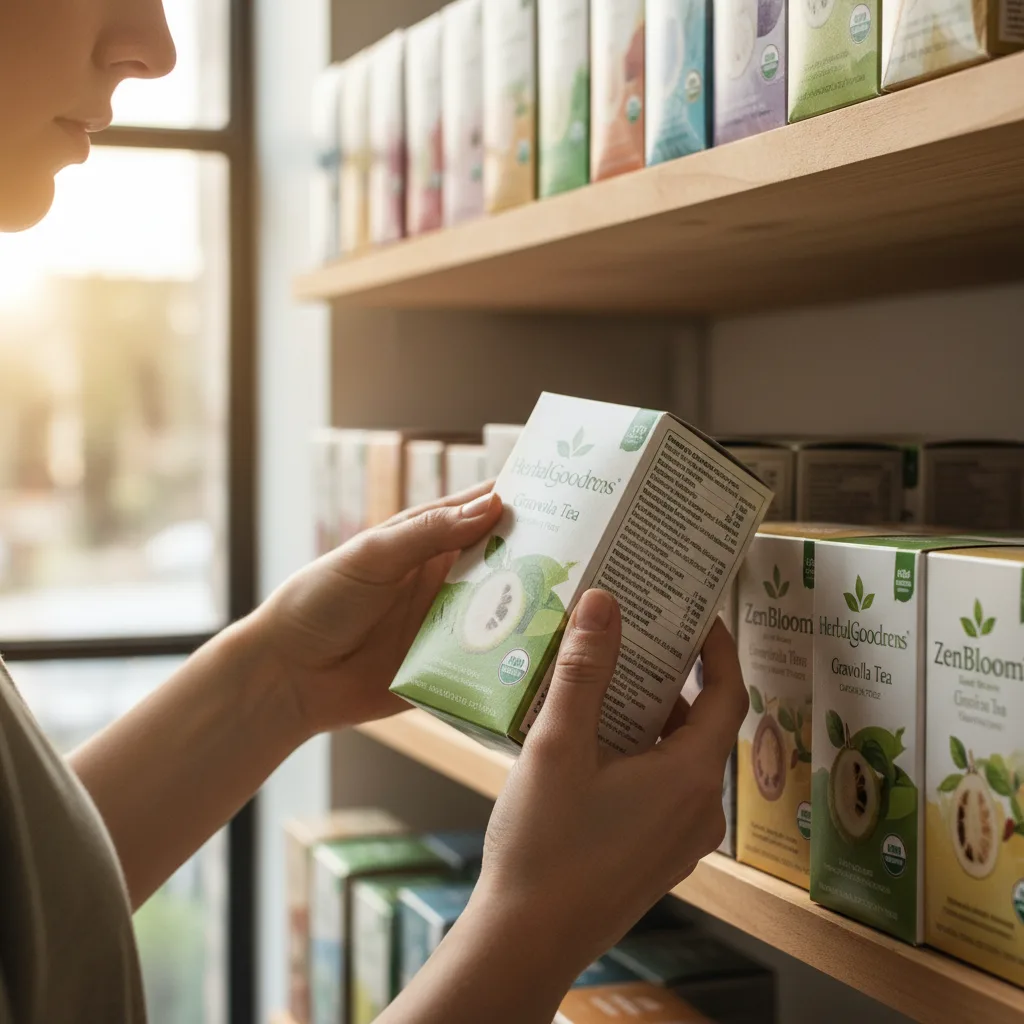 pouring graviola tea in glass cup