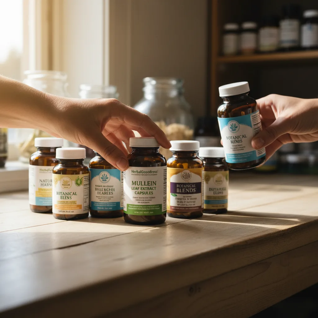 Mullein capsules label illustration