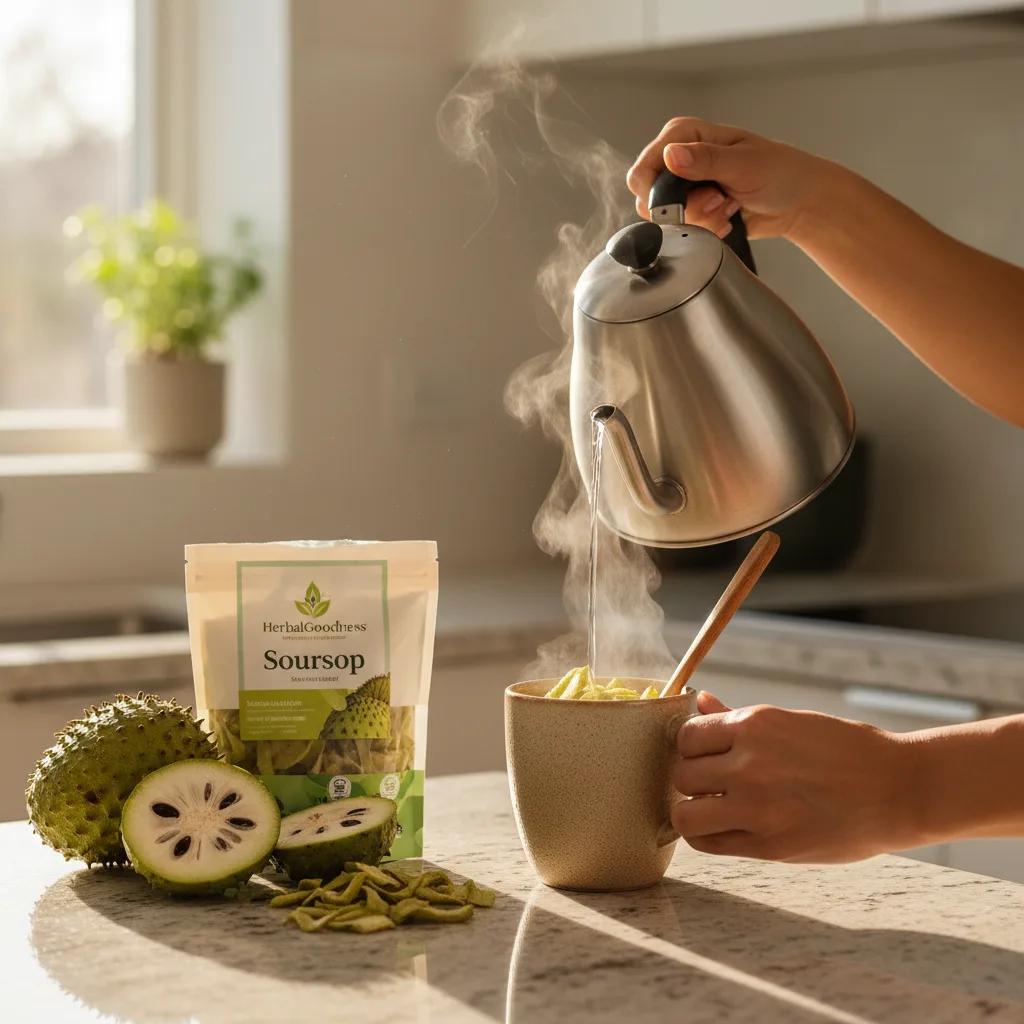 fresh soursop fruit and leaves