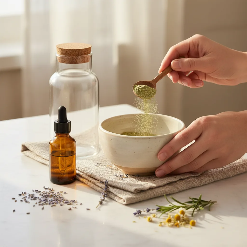 herbal detox supplements on table