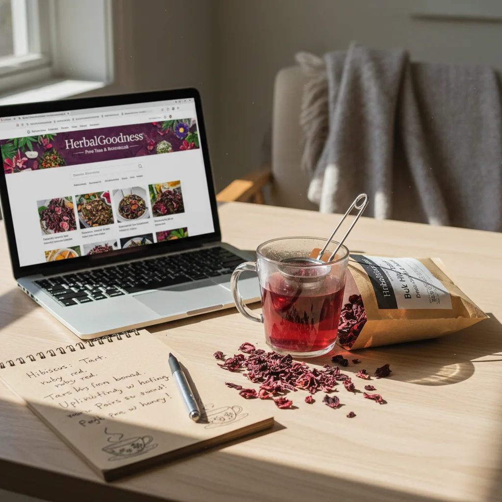 hibiscus tea loose leaf in glass cup