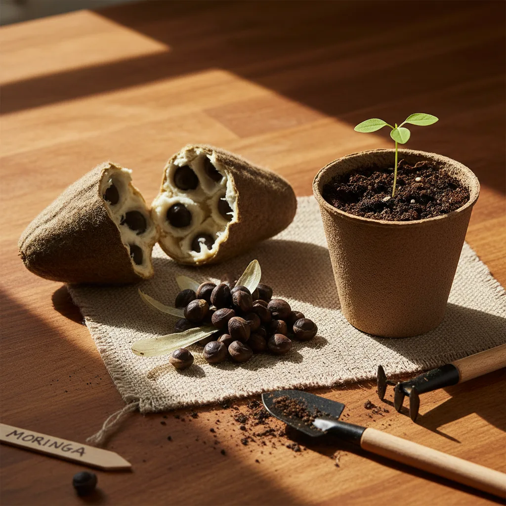 moringa leaves hand grinding