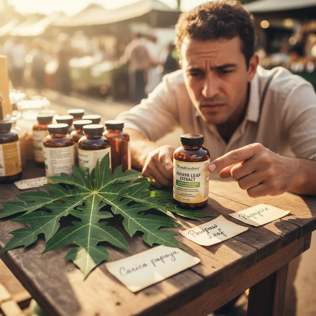 reading papaya leaf product labels