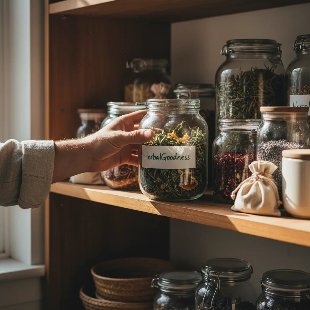 herbal tea jars plant-based storage
