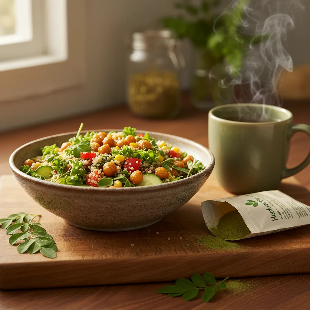 moringa tea cup on table