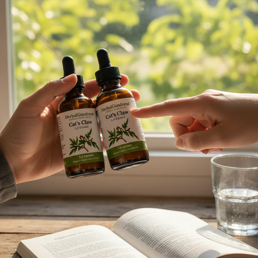 cat's claw extract ingredient label reading comparison