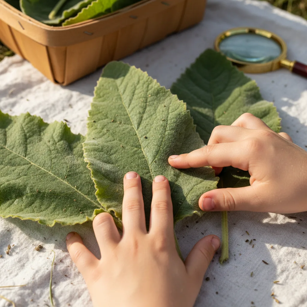 mullein leaf and kids sensory