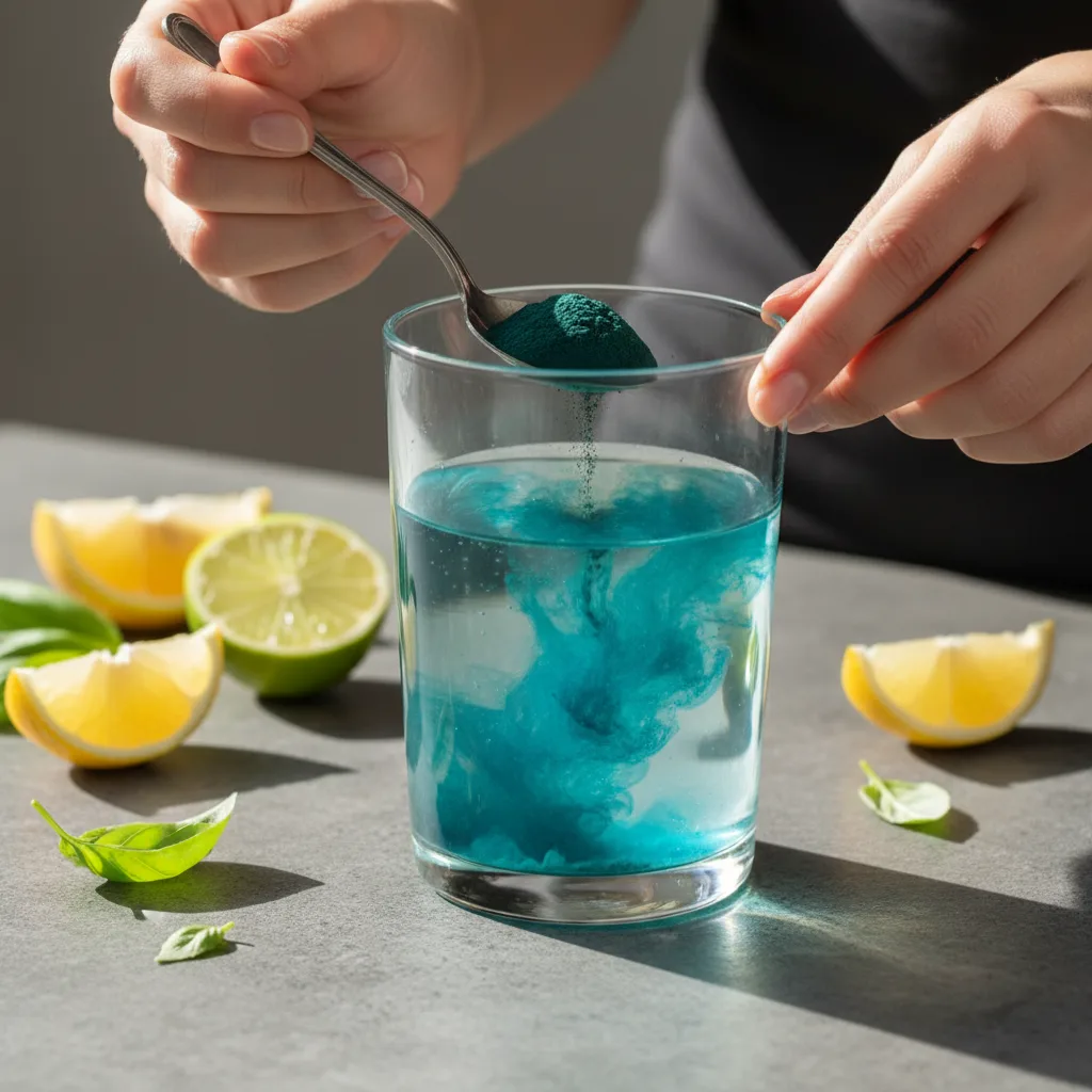 vibrant green spirulina powder