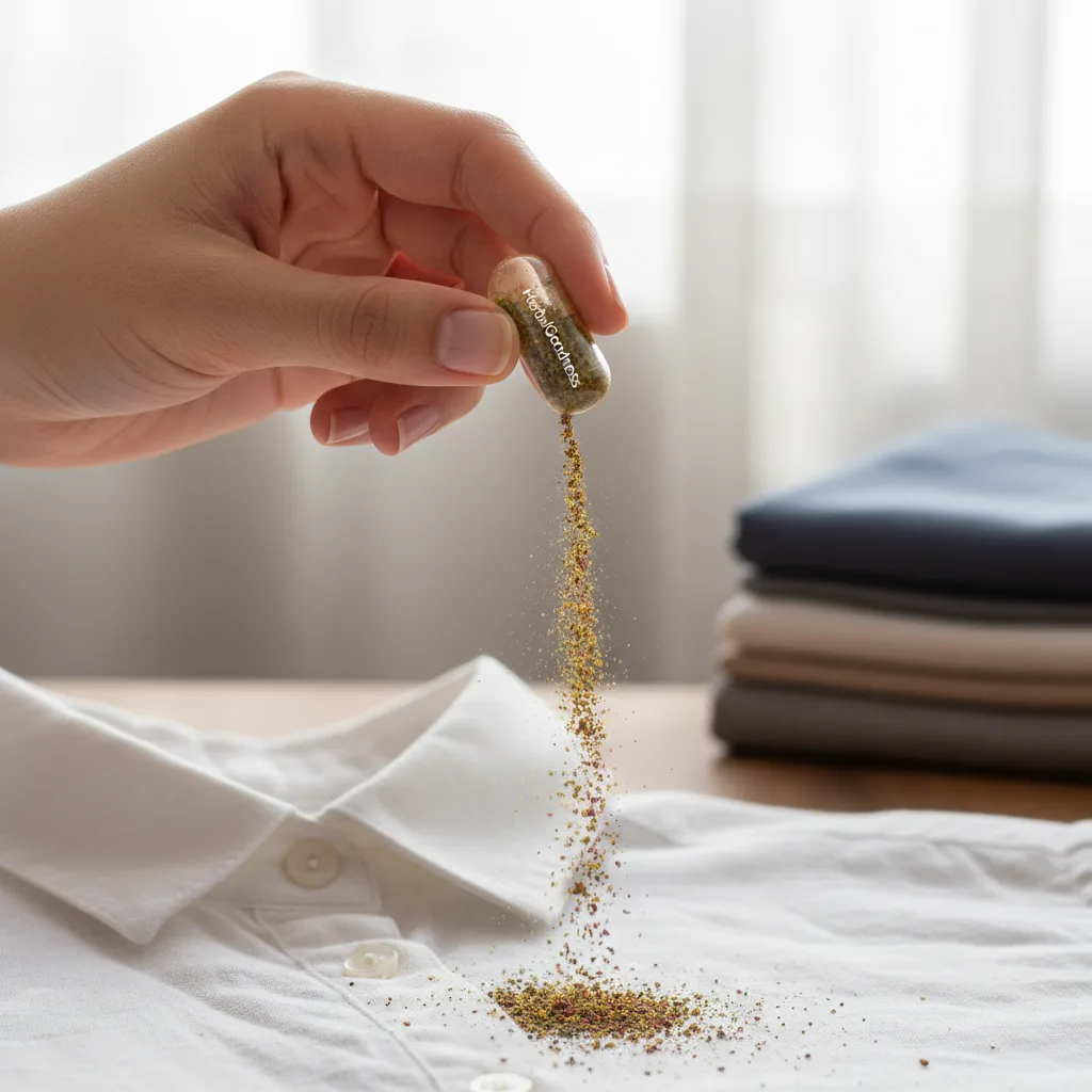 herbal supplements powder mess
