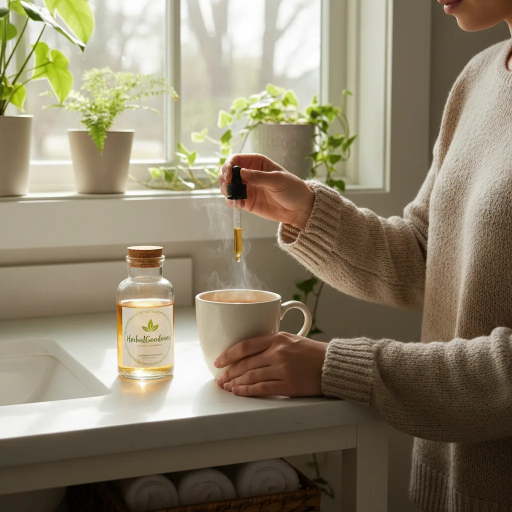 liquid herbal extract bottle with plant-based cleanse