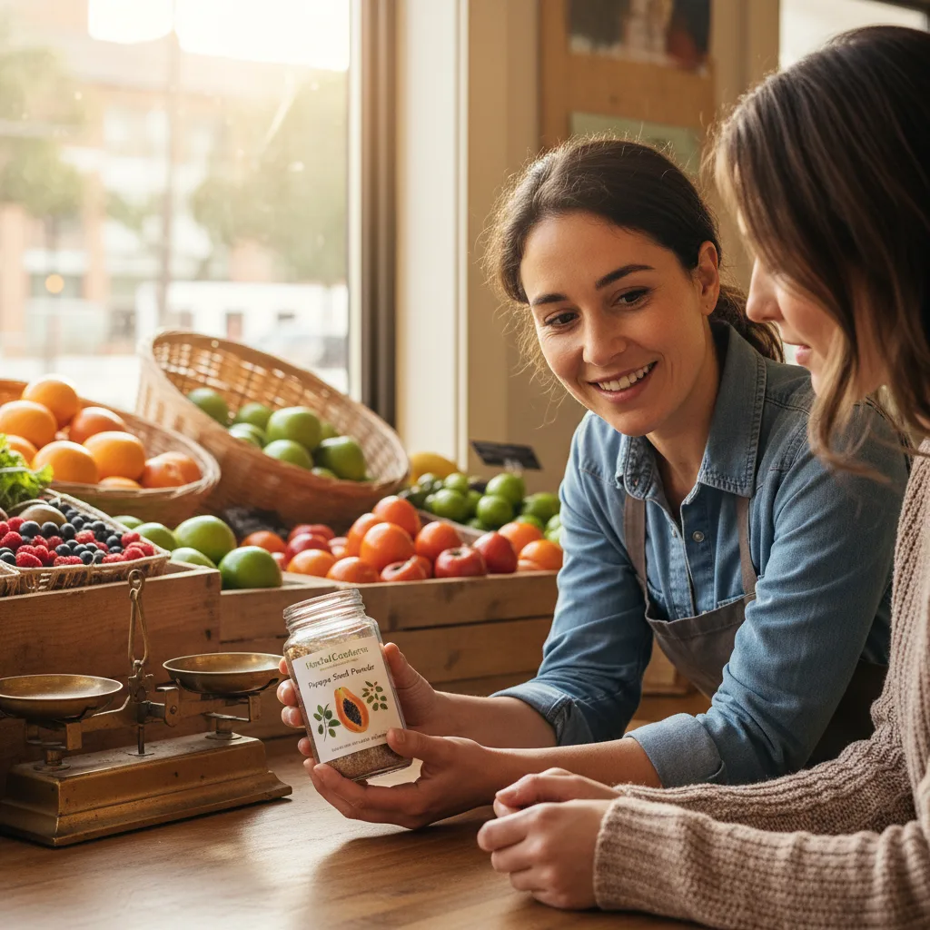 Farmers market selection papaya seed powder