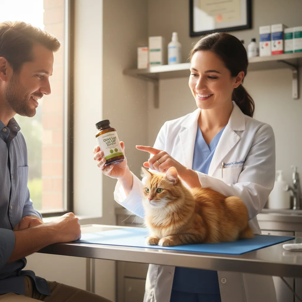 cat with herbal supplement