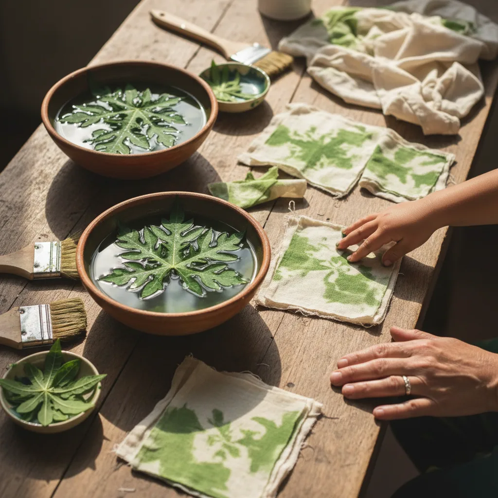 papaya-leaf-crafts-green-dye