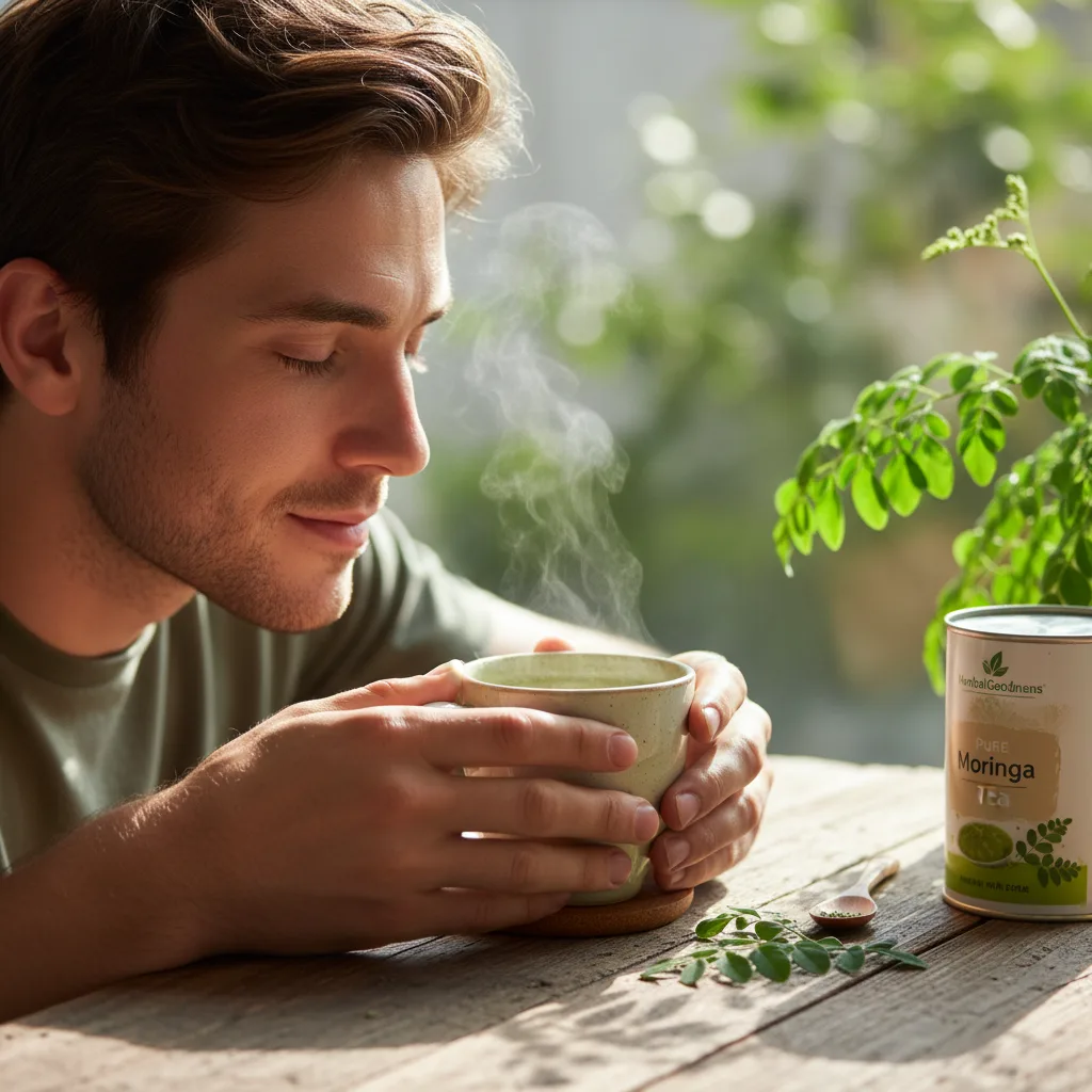 person preparing moringa tea