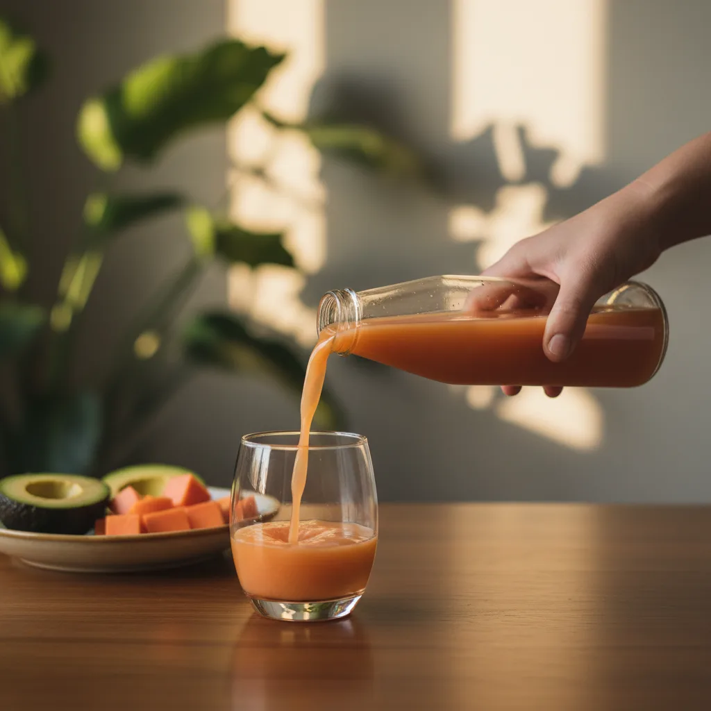 papaya slices and juice