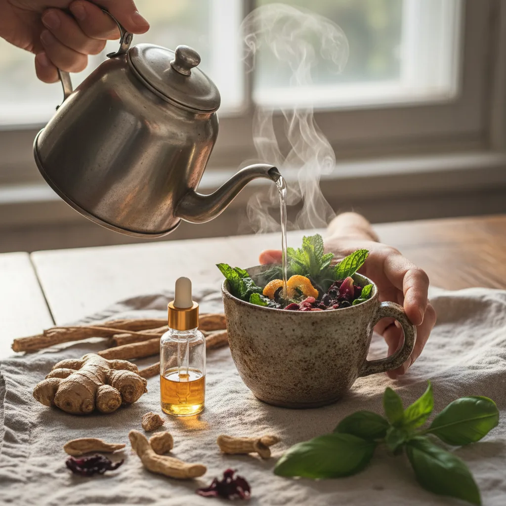 Herbal products and plant-based wellness market illustration