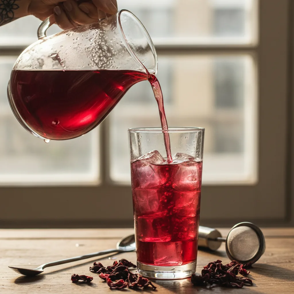 hibiscus iced tea brewing