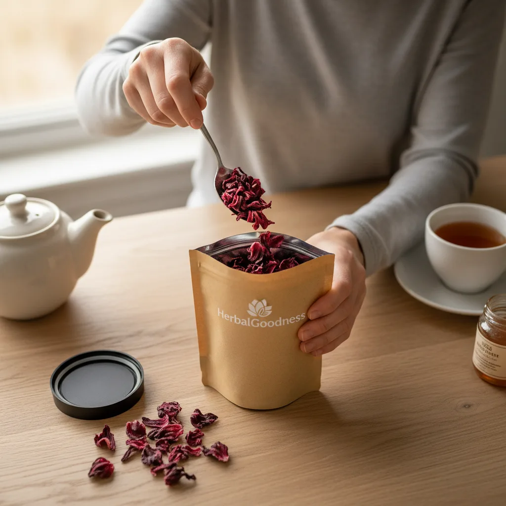 dried hibiscus in package