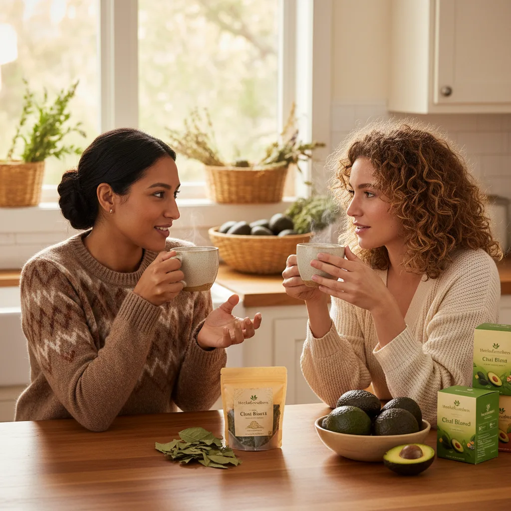 avocado leaf tea brewing