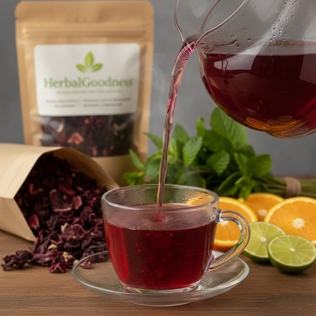 hibiscus tea brewing